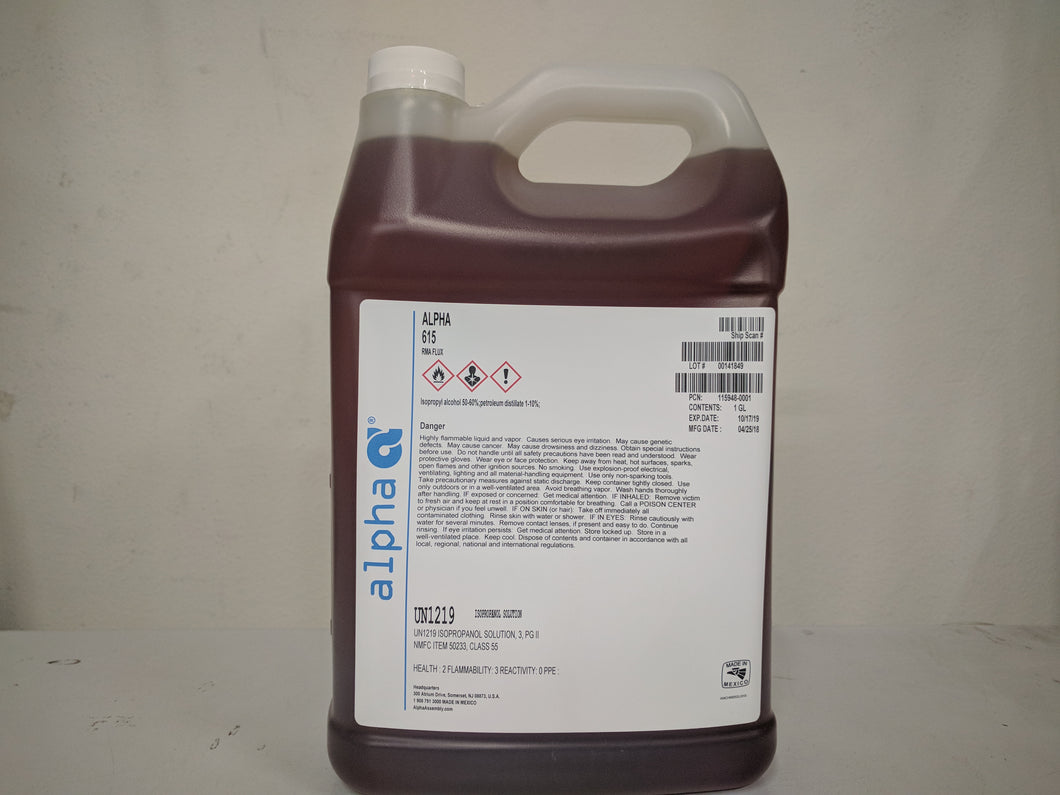 α金属115948 - 0001、615 RMA Mil通量- 1加仑桶